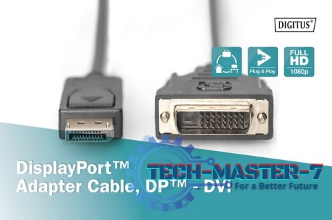 Kabel DisplayPort z zatrzaskiem 1080p 60Hz FHD Typ DP/DVI-D (24+1) M/M 2m Kabel DisplayPort z zatrzaskiem 1080p 60Hz FHD Typ DP/DVI-D (24+1) M/M 2m