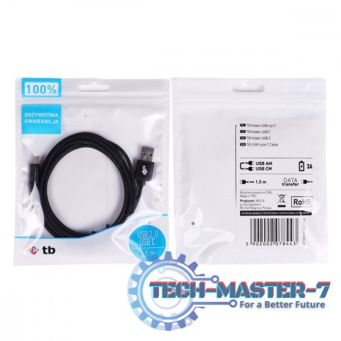 Kabel USB-USB C 1.5m czarny sznurek Kabel USB-USB C 1.5m czarny sznurek