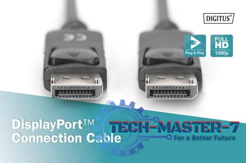 Kabel połączeniowy DisplayPort z zatrzaskami 1080p 60Hz FHD Typ DP/DP M/M czarny 3m Kabel połączeniowy DisplayPort z zatrzaskami 1080p 60Hz FHD Typ DP/DP M/M czarny 3m