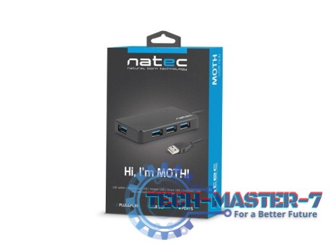 Koncentrator USB 4 porty Moth USB 3.0 czarny Koncentrator USB 4 porty Moth USB 3.0 czarny