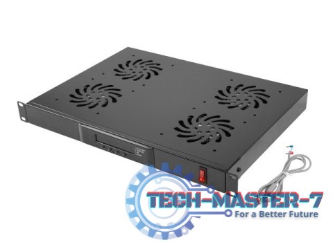 Panel wentylacyjny LCD poziomy 1U z termostatem do szaf, 19 cali, 4 wentylatory, 230V, czarny Panel wentylacyjny LCD poziomy 1U z termostatem do szaf, 19 cali, 4 wentylatory, 230V, czarny