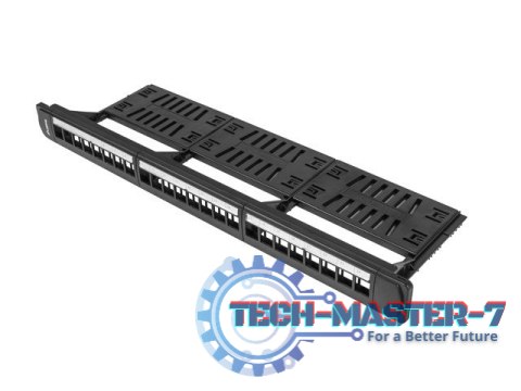 Patch panel pusty 24 porty 1U 19 cali czarny z organizerem do modułów keystone Patch panel pusty 24 porty 1U 19 cali czarny z organizerem do modułów keystone