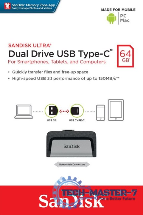 Pendrive Ultra Dual Drive 64GB USB 3.1 Type-C 150MB/s Pendrive Ultra Dual Drive 64GB USB 3.1 Type-C 150MB/s