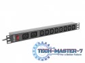 Listwa zasilająca Rack PDU 19 cali 1U 16A 2X C19 8X IEC C13 czarny C20 Listwa zasilająca Rack PDU 19 cali 1U 16A 2X C19 8X IEC C13 czarny C20