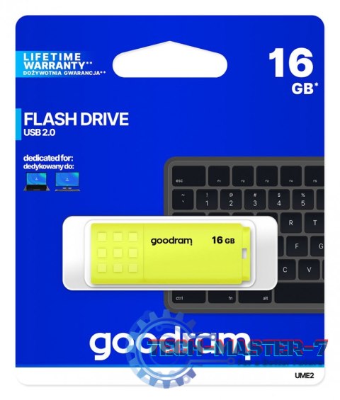 Pendrive UME2 16GB USB 2.0 Żółty Pendrive UME2 16GB USB 2.0 Żółty