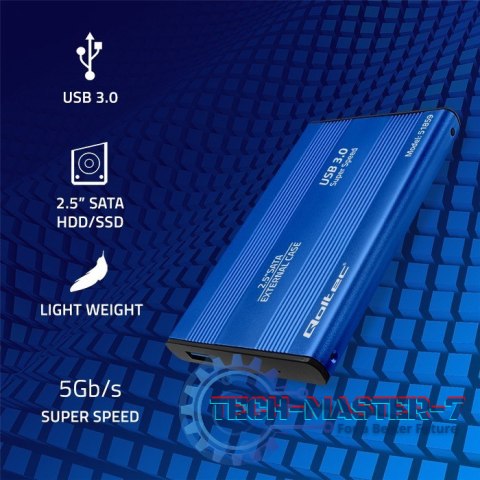 Obudowa na dysk HDD/SSD 2.5 cala SATA3 | USB 3.0 | Niebieska Obudowa na dysk HDD/SSD 2.5 cala SATA3 | USB 3.0 | Niebieska