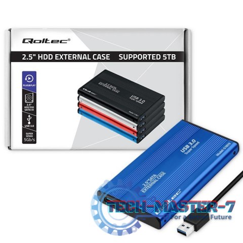 Obudowa na dysk HDD/SSD 2.5 cala SATA3 | USB 3.0 | Niebieska Obudowa na dysk HDD/SSD 2.5 cala SATA3 | USB 3.0 | Niebieska