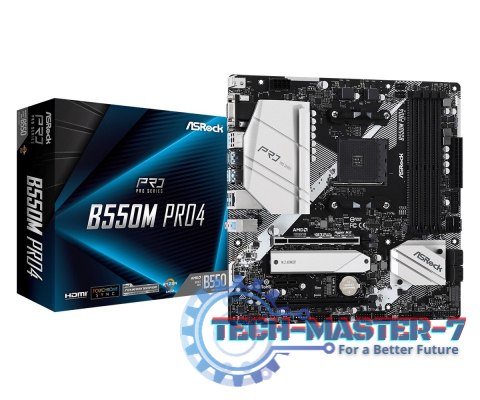 Płyta główna B550M Pro4 AM4 4DDR4 HDMI/DP/D-SUB M.2 mATX Płyta główna B550M Pro4 AM4 4DDR4 HDMI/DP/D-SUB M.2 mATX
