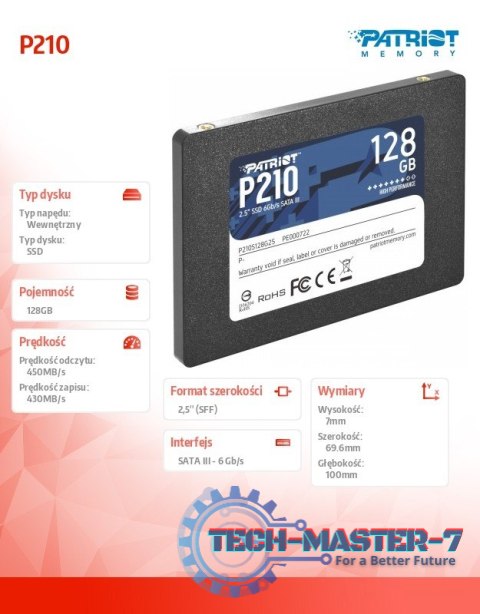 Dysk SSD 128GB P210 450/430 MB/s SATA III 2.5 Dysk SSD 128GB P210 450/430 MB/s SATA III 2.5