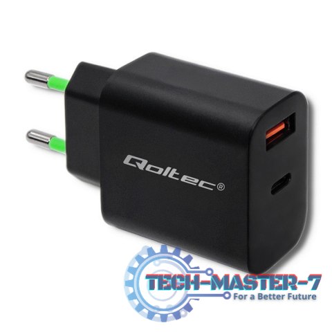 Ładowarka sieciowa | 18W | 5-12V | 1.5-3A | USB typ C PD | USB QC 3.0 | Czarna Ładowarka sieciowa | 18W | 5-12V | 1.5-3A | USB typ C PD | USB QC 3.0 | Czarna