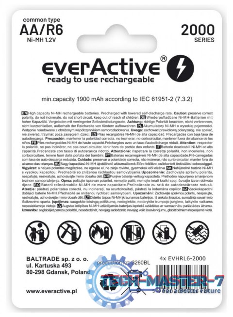 Akumulatory paluszki R6/AA 2000 mAH, blister 4 szt. Akumulatory paluszki R6/AA 2000 mAH, blister 4 szt.