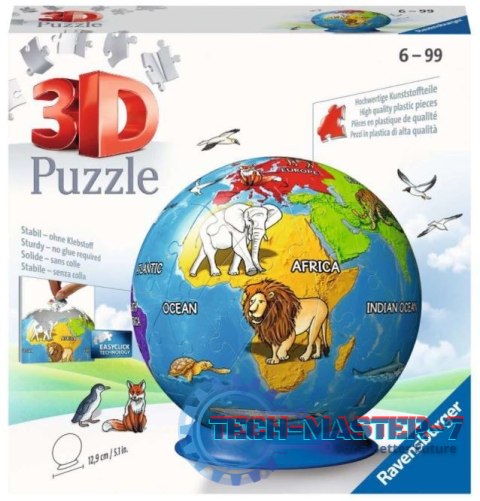 Puzzle 72 elementy 3D Kula, Dziecinny Globus Puzzle 72 elementy 3D Kula, Dziecinny Globus