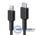 CB-CL03 Black nylonowy kabel Lightning-USB C | USB Power Delivery USB-PD | 2m | certyfikat MFi Apple