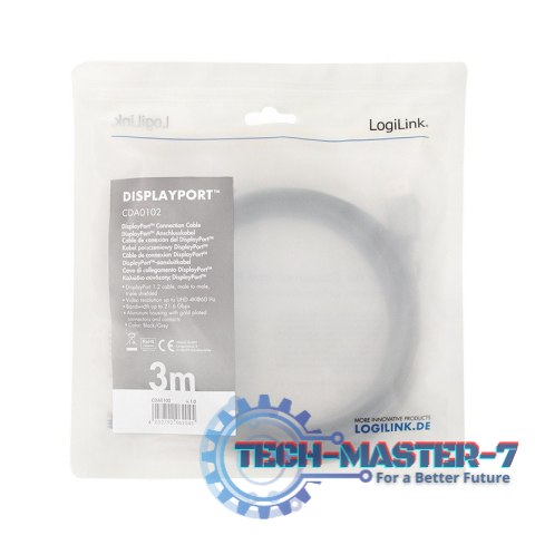 Kabel DisplayPort 4K/60 Hz,DP/M do DP/M aluminiowy 3m Kabel DisplayPort 4K/60 Hz,DP/M do DP/M aluminiowy 3m