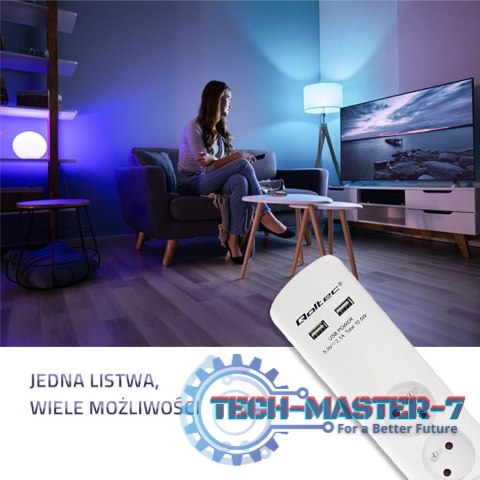 Listwa antyprzepięciowa | 4 gniazda | 2xUSB | 1.8m | Biała Listwa antyprzepięciowa | 4 gniazda | 2xUSB | 1.8m | Biała