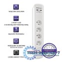 Listwa antyprzepięciowa | 4 gniazda | 2xUSB | 1.8m | Biała Listwa antyprzepięciowa | 4 gniazda | 2xUSB | 1.8m | Biała