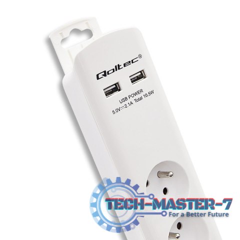 Listwa antyprzepięciowa | 4 gniazda | 2xUSB | 1.8m | Biała Listwa antyprzepięciowa | 4 gniazda | 2xUSB | 1.8m | Biała
