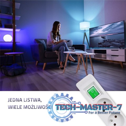 Listwa zasilająca | 5 gniazd | 1.8m | Biało-szara Listwa zasilająca | 5 gniazd | 1.8m | Biało-szara