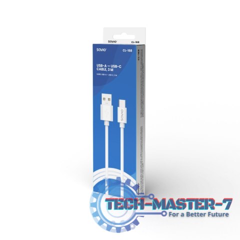 Kabel USB-A - USB-C, 2A, 3m, CL-168 Kabel USB-A - USB-C, 2A, 3m, CL-168