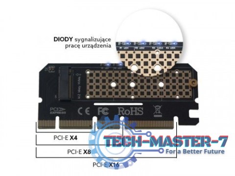 Karta rozszerzeń, adapter M.2 NVMe M-Key PCI-E, AK-41 Karta rozszerzeń, adapter M.2 NVMe M-Key PCI-E, AK-41