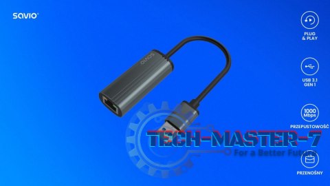 Adapter USB-A 3.1 Gen 1 do RJ-45 gigabit Ethernet, AK-55 Adapter USB-A 3.1 Gen 1 do RJ-45 gigabit Ethernet, AK-55