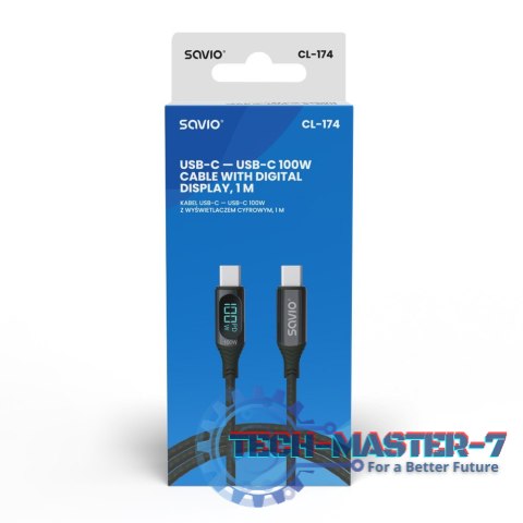 Kabel USB - USB C z wyświetlaczem, 100W, CL-174 Kabel USB - USB C z wyświetlaczem, 100W, CL-174
