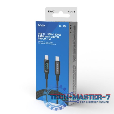 Kabel USB - USB C z wyświetlaczem, 100W, CL-174 Kabel USB - USB C z wyświetlaczem, 100W, CL-174