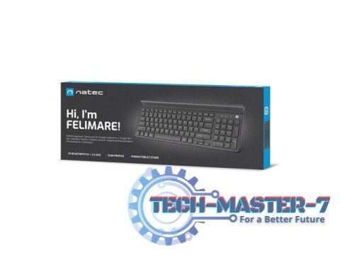 Klawiatura Felimare US bluetooth + 2.4GHz Slim, uchwyt na telefon/tablet czarna Klawiatura Felimare US bluetooth + 2.4GHz Slim, uchwyt na telefon/tablet czarna