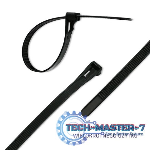Opaski zaciskowe wielorazowe/trytytki | 7.2*400mm | Nylon UV | Czarne Opaski zaciskowe wielorazowe/trytytki | 7.2*400mm | Nylon UV | Czarne