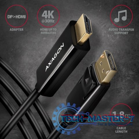RVD-HI14C2 Adapter aktywny DisplayPort -> HDMI 1.4, kabel 1,8m, 4K/30Hz RVD-HI14C2 Adapter aktywny DisplayPort -> HDMI 1.4, kabel 1,8m, 4K/30Hz