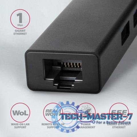 HMA-GL3A Wieloportowy hub USB 4in1, 5Gbps, 3x USB-A + GLAN, metalowy, 20cm USB-A kabel HMA-GL3A Wieloportowy hub USB 4in1, 5Gbps, 3x USB-A + GLAN, metalowy, 20cm USB-A kabel