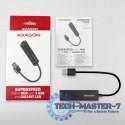 HMA-GL3A Wieloportowy hub USB 4in1, 5Gbps, 3x USB-A + GLAN, metalowy, 20cm USB-A kabel