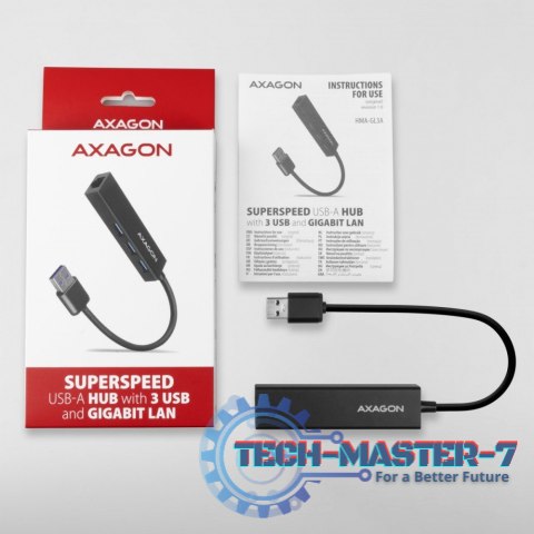 HMA-GL3A Wieloportowy hub USB 4in1, 5Gbps, 3x USB-A + GLAN, metalowy, 20cm USB-A kabel HMA-GL3A Wieloportowy hub USB 4in1, 5Gbps, 3x USB-A + GLAN, metalowy, 20cm USB-A kabel
