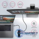 HMC-6GL Wieloportowy hub USB 6in1, 5Gbps, 3x USB-A, HDMI 4K/30Hz, GLAN, PD 100W, 20cm USB-C kabel