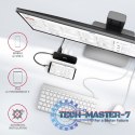 HMC-6GL Wieloportowy hub USB 6in1, 5Gbps, 3x USB-A, HDMI 4K/30Hz, GLAN, PD 100W, 20cm USB-C kabel
