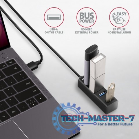HUE-M1AL Hub 4-portowy Mini metalowy USB 3.2 Gen 1, 1.2m USB-A kabel HUE-M1AL Hub 4-portowy Mini metalowy USB 3.2 Gen 1, 1.2m USB-A kabel