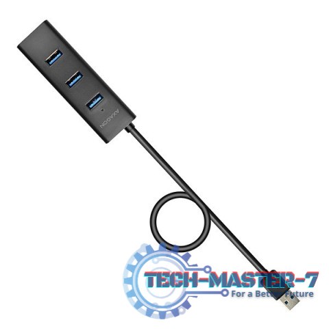 HUE-S2BL Hub 4-portowy USB 3.2 Gen 1 charging hub, 1.2m kabel, microUSB dodatkowe zasilanie HUE-S2BL Hub 4-portowy USB 3.2 Gen 1 charging hub, 1.2m kabel, microUSB dodatkowe zasilanie