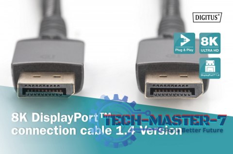 Kabel połączeniowy PREMIUM DisplayPort 8K60Hz UHD DP/DP M/M 2m Czarny Kabel połączeniowy PREMIUM DisplayPort 8K60Hz UHD DP/DP M/M 2m Czarny