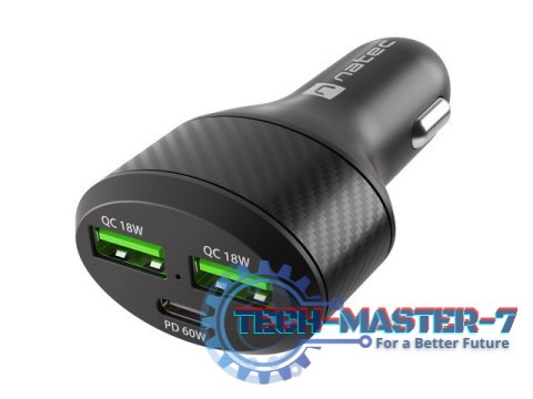 Ładowarka samochodowa Coney 2x USB 1x USB-C QC 3.0 Power Delivery 84W Czarna Ładowarka samochodowa Coney 2x USB 1x USB-C QC 3.0 Power Delivery 84W Czarna