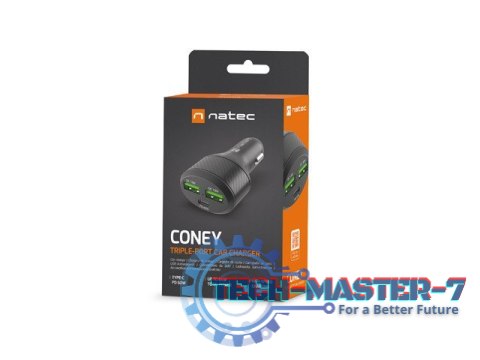 Ładowarka samochodowa Coney 2x USB 1x USB-C QC 3.0 Power Delivery 84W Czarna Ładowarka samochodowa Coney 2x USB 1x USB-C QC 3.0 Power Delivery 84W Czarna