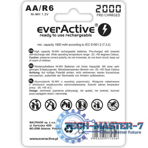 Akumulatory R6/AA 2000 mAH, blister 2 SZT. technologia Ready To Use Akumulatory R6/AA 2000 mAH, blister 2 SZT. technologia Ready To Use