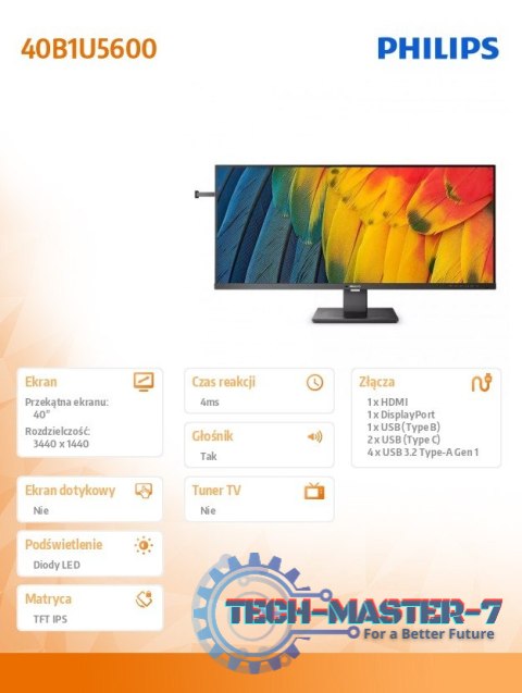 Monitor 40 cali 40B1U5600 IPS HDMI DP USB-C HAS Głośniki Monitor 40 cali 40B1U5600 IPS HDMI DP USB-C HAS Głośniki