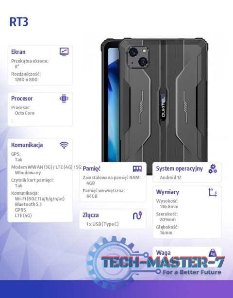 Tablet RT3 8 cali 4/64GB 5150 mAh czarny Tablet RT3 8 cali 4/64GB 5150 mAh czarny