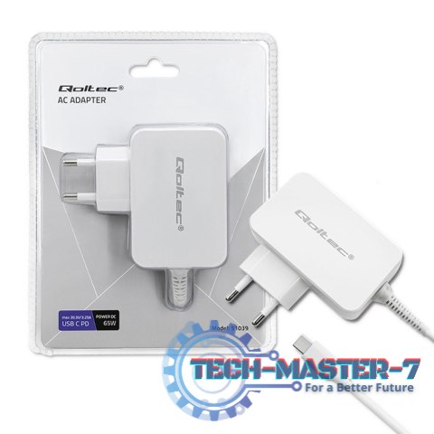 Zasilacz sieciowy 65W | 5-20.3V | 2-3.25A | USB typ C | PD | Biały Zasilacz sieciowy 65W | 5-20.3V | 2-3.25A | USB typ C | PD | Biały