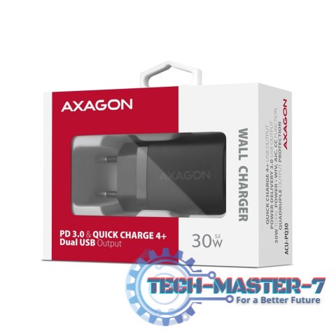 ACU-PQ30 Ładowarka sieciowa, PD & QC 30W, QC3.0,4.0/AFC/FCP/PPS/Apple, Czarna ACU-PQ30 Ładowarka sieciowa, PD & QC 30W, QC3.0,4.0/AFC/FCP/PPS/Apple, Czarna