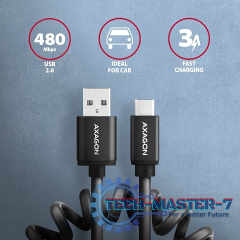 BUCM-AM10TB Kabel Twister USB-C - USB-A, 0,6m, USB 2.0, 2.4A, ALU, PVC Czarny BUCM-AM10TB Kabel Twister USB-C - USB-A, 0,6m, USB 2.0, 2.4A, ALU, PVC Czarny