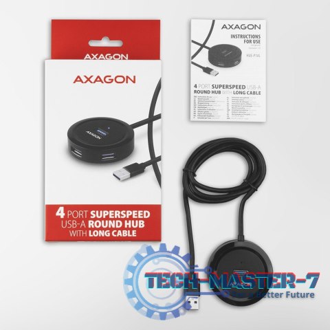 HUE-P1AL Hub 4-portowy USB 3.2 Gen 1 ROUND, micro USB, 1.2m USB-A kabel HUE-P1AL Hub 4-portowy USB 3.2 Gen 1 ROUND, micro USB, 1.2m USB-A kabel
