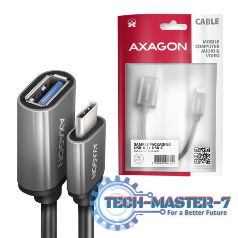RUCM-AFAC Kabel adapter USB 3.2 Gen 1 Type-C samiec -> Type-A żeńska, 0,2m, 3A, ALU RUCM-AFAC Kabel adapter USB 3.2 Gen 1 Type-C samiec -> Type-A żeńska, 0,2m, 3A, ALU