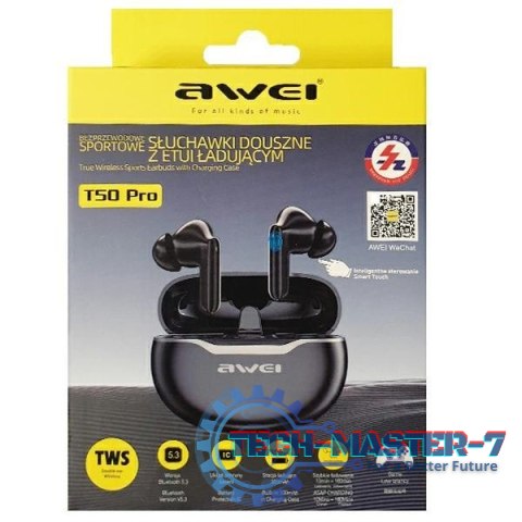 Słuchawki Bluetooth 5.3 T50 Pro TWS Black Słuchawki Bluetooth 5.3 T50 Pro TWS Black
