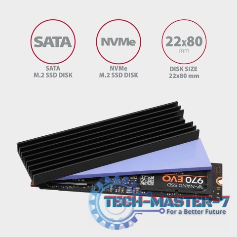 CLR-M2L6 Chłodnica aluminiowa pasywna do dysku M.2 SSD, ALU korpus silikonowe podkładki termiczne, wysokość 6mm CLR-M2L6 Chłodnica aluminiowa pasywna do dysku M.2 SSD, ALU korpus silikonowe podkładki termiczne, wysokość 6mm